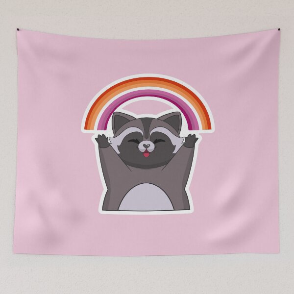 Item preview, Lesbian Pride Flag Rainbow Raccoon designed and sold by Kimswoa.