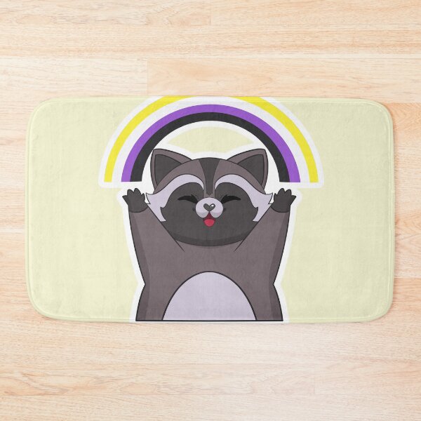 Item preview, Non Binary Pride Flag Rainbow Raccoon designed and sold by Kimswoa.