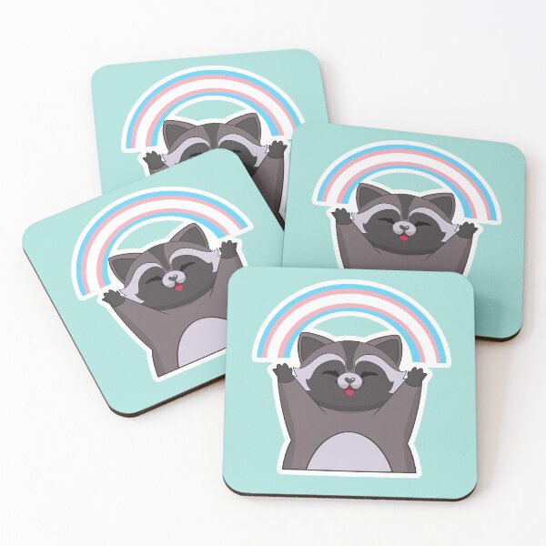 Item preview, Trans Pride Flag Rainbow Raccoon designed and sold by Kimswoa.