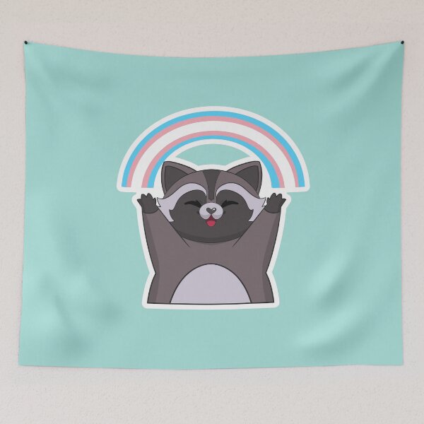 Item preview, Trans Pride Flag Rainbow Raccoon designed and sold by Kimswoa.