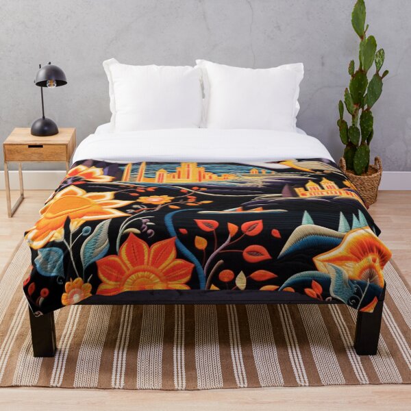 Item preview, Abstract Flower Cityscape with Leaf and Bird  Colorful Art Design designed and sold by JojoArtEvo.