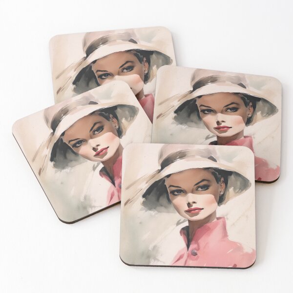 Item preview, Beautiful 1950s Lady in a Hat, Fashion Model Watercolor designed and sold by LuluLovely.