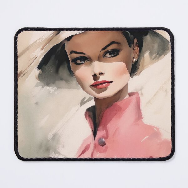 Item preview, Beautiful 1950s Lady in a Hat, Fashion Model Watercolor designed and sold by LuluLovely.