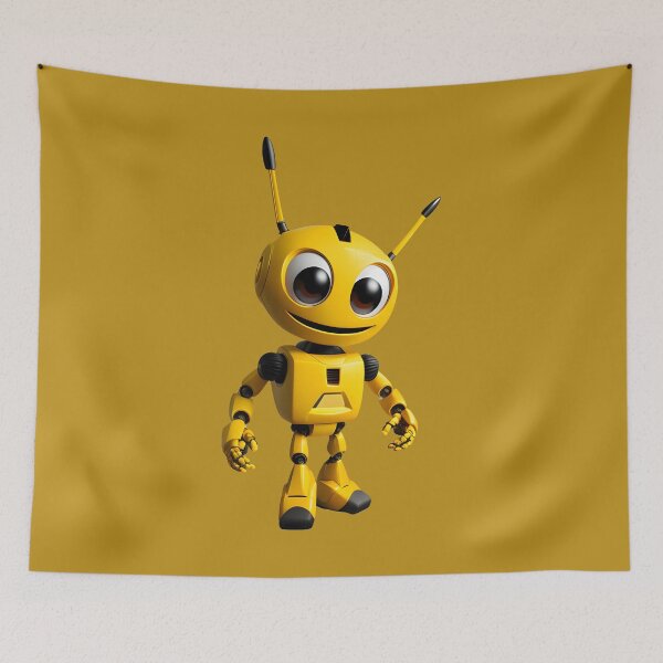 Item preview, Yellow Robot with Antennas - Unique T-shirt Design for Tech Lovers designed and sold by Mementium.
