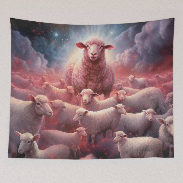 Item preview, Dreamy Pink Sky Sheep Farm designed and sold by JojoArtEvo.