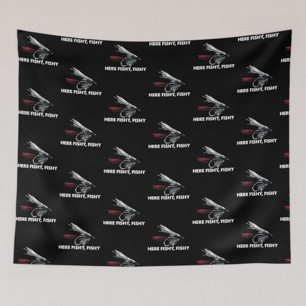 Item preview, Here Fishy Fishy Fly Fishing Angler Angling designed and sold by Pubi.