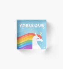 Fabulous Sparkling Rainbow Unicorn Acrylic Block