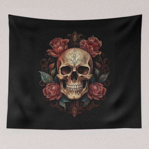 Item preview, Eternal Beauty: Skull and Rose Illustration in Rococo Realms designed and sold by UnplainShirt.