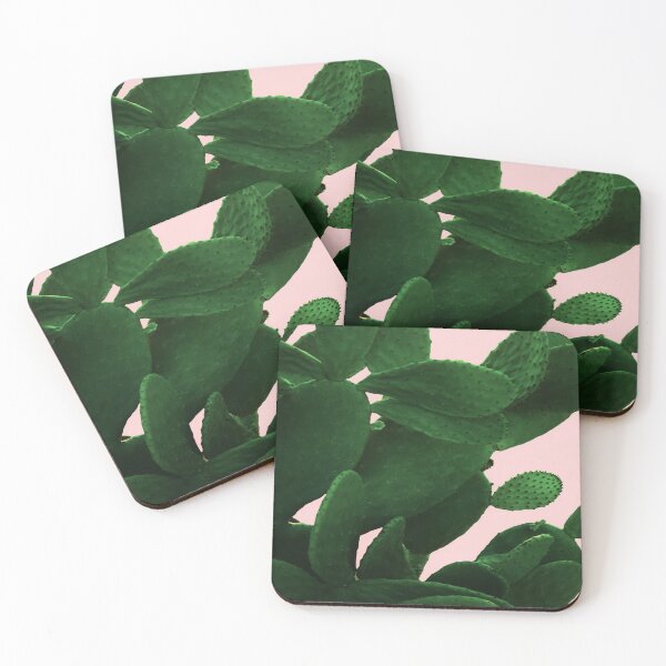Item preview, Green cactus prickly pear on pink background designed and sold by by-jwp.