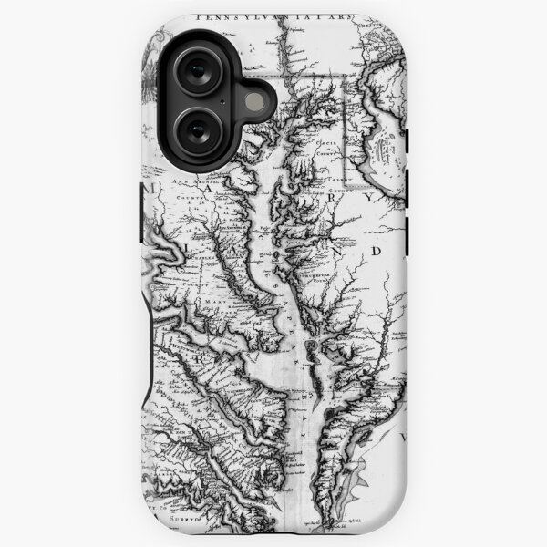 Item preview, Vintage Map of The Chesapeake Bay (1719) BW designed and sold by BravuraMedia.