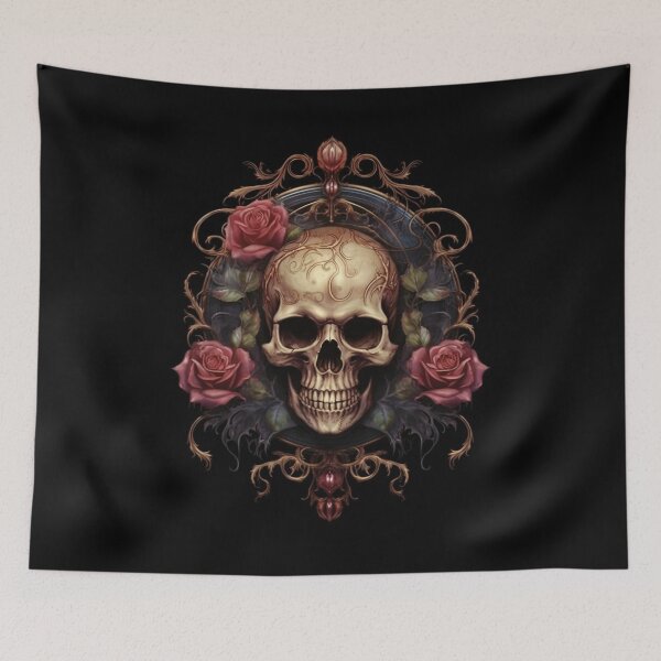 Item preview, Eternal Beauty: Skull and Rose Illustration in Rococo Realms designed and sold by UnplainShirt.