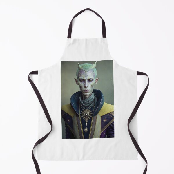 Item preview, Light Green and Purple Alien with Horns, Light Brown Eyes in a Yellow and Black Robe with a High Collar designed and sold by LovelaceVisuals.