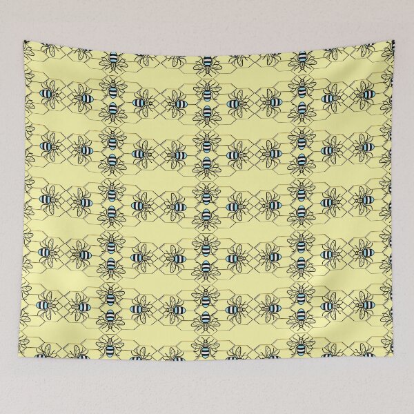 Item preview, Manchester Bees, on yellow honeycomb designed and sold by PicsByTony.