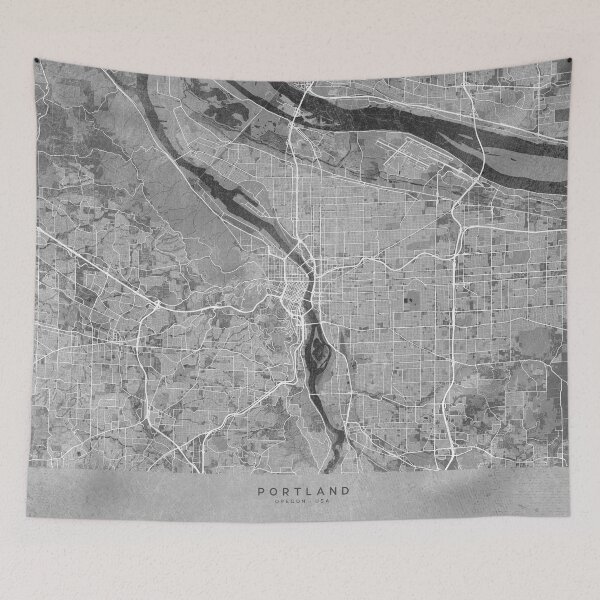 Item preview, Map of Portland (OR, USA) in gray vintage style designed and sold by blursbyai.