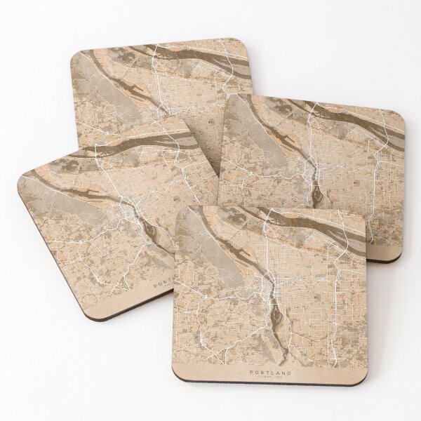 Item preview, Map of Portland (OR, USA) in sepia vintage style designed and sold by blursbyai.