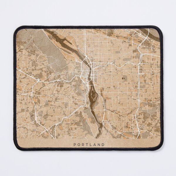 Item preview, Map of Portland (OR, USA) in sepia vintage style designed and sold by blursbyai.