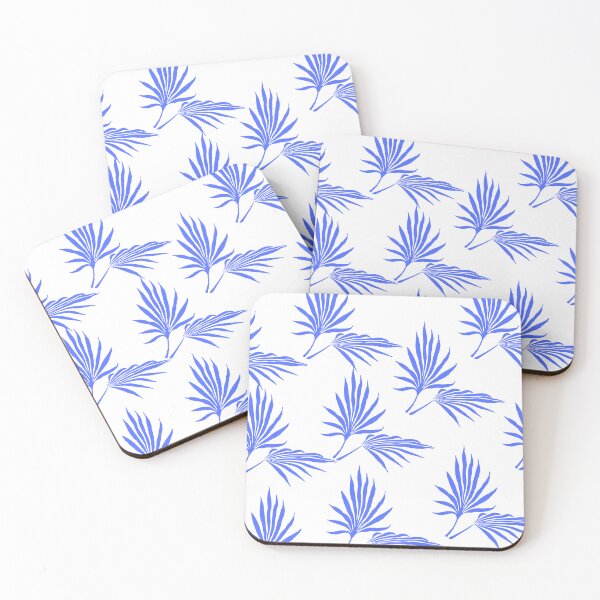Item preview, Mediterranean Blue and White Palm Tree Leaf Throw Pillow designed and sold by ThrowCushionCo.