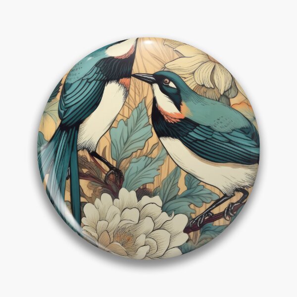 Artikelvorschau, Blumenserenade: Pastellkunst, Vögel und Blumen, nahtloses Muster – zart und charmant entworfen und verkauft von foxxyapparel.