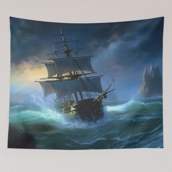 Item preview, An Ancient Galleon in a stormy sea designed and sold by AM FineArtPrints.