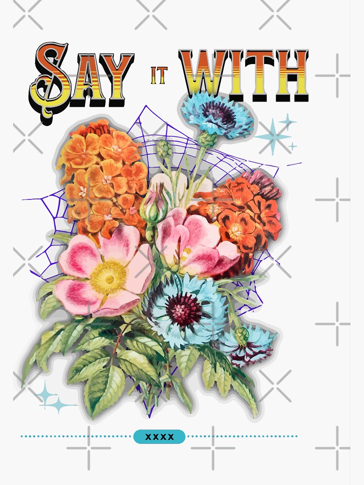 "Say it with flower bouquet" Sticker for Sale by CyberYogi Redbubble