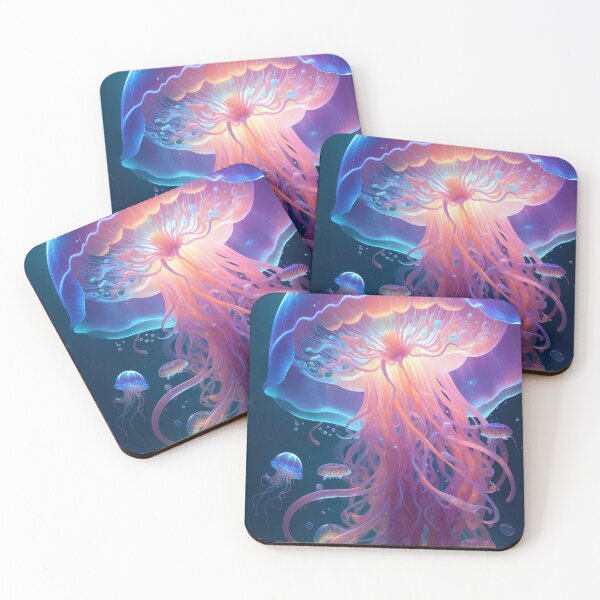 Item preview, Radiant Aquatic Symphony: Digital Artwork of Glowing Jellyfish in Harmonious Splendour designed and sold by Biskit222.