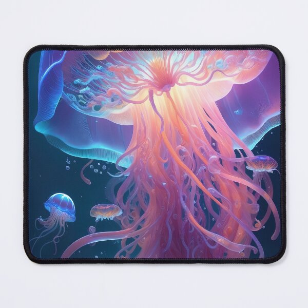 Item preview, Radiant Aquatic Symphony: Digital Artwork of Glowing Jellyfish in Harmonious Splendour designed and sold by Biskit222.