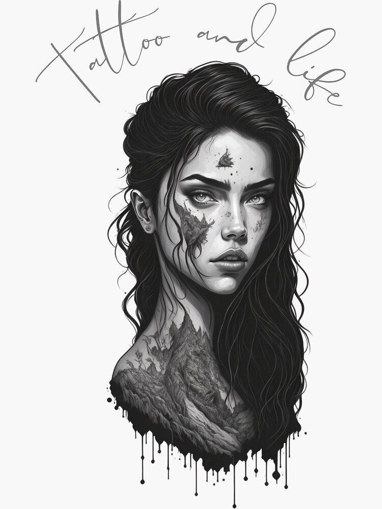 tattoo design of a hyper - realistic beautiful girl | Stable Diffusion