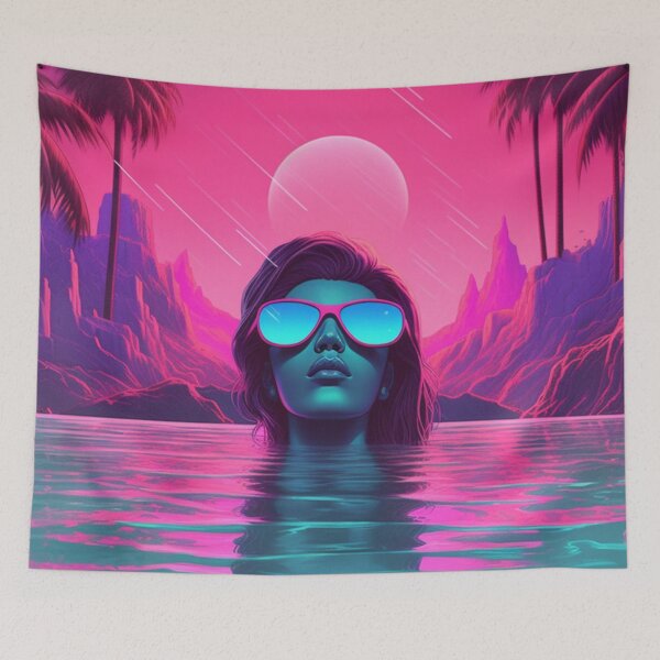 Item preview, Vaporwave Chillwave Neon Woman Chilling designed and sold by Nightarcade.