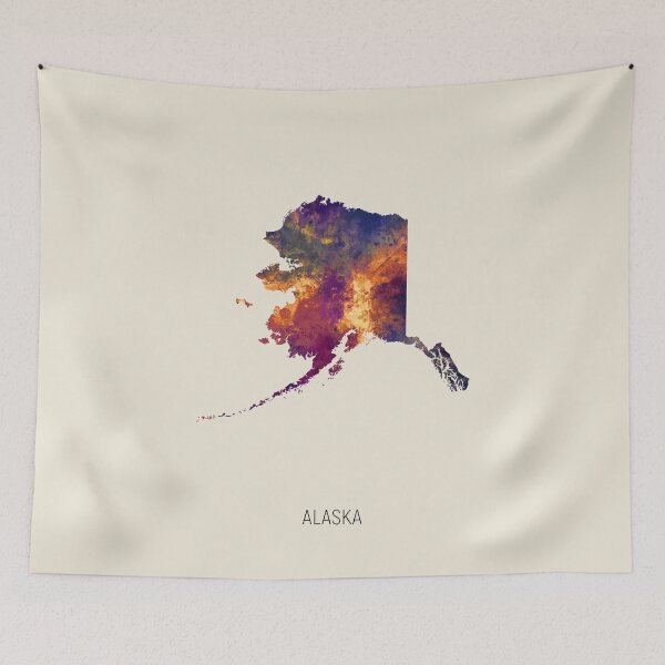 Item preview, Alaska Watercolor Map designed and sold by ArtPrints.