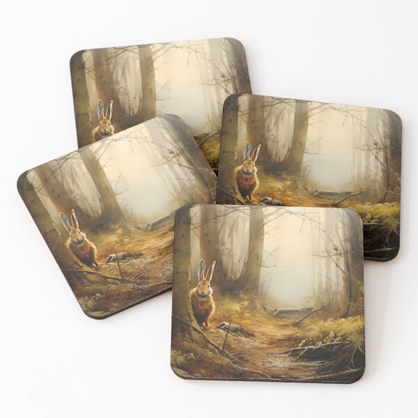Item preview, Wild Hare Hiding in the Forest Watercolor Painting Art designed and sold by redstar19.