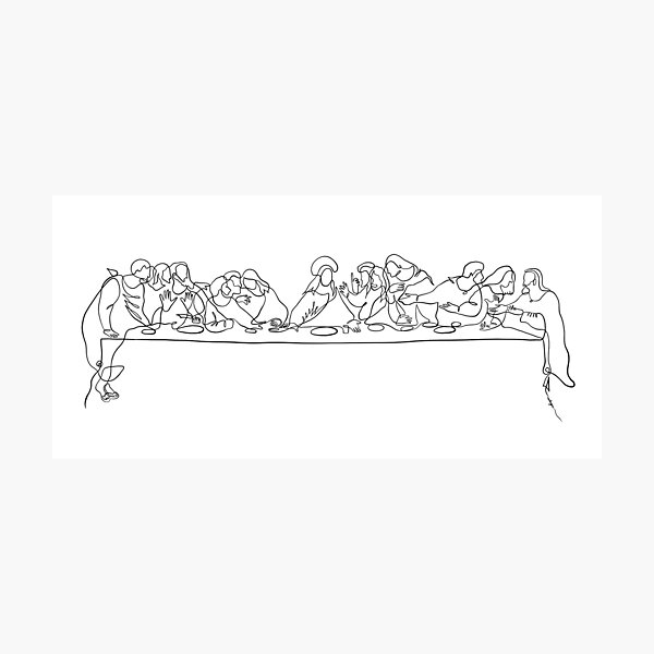 Artikel-Vorschau von Letztes Abendmahl, eine Strichzeichnung, designt und verkauft von One line art by Valeriya.