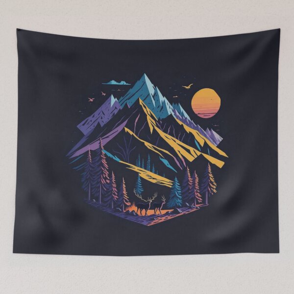 Item preview, Mountains at sunset designed and sold by ArtCraftLab.