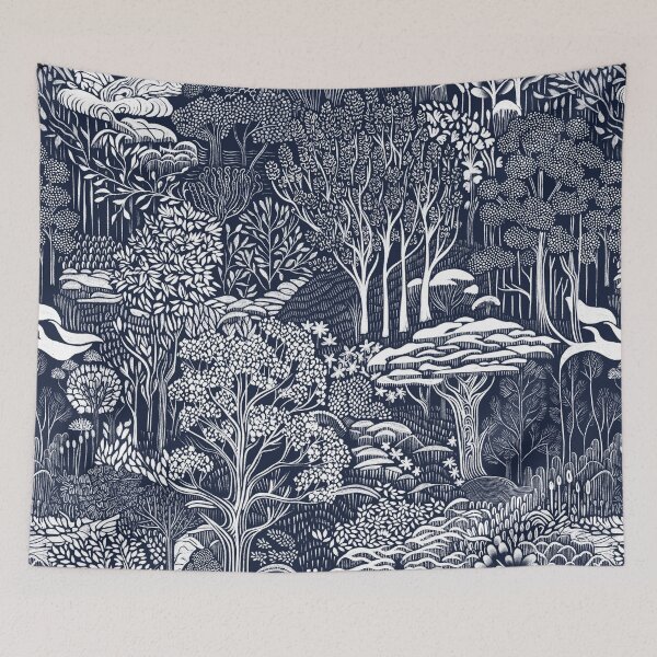 Item preview, Whispering woods - white on navy designed and sold by LucyFaulke.