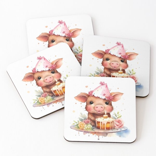 Item preview, Pig Animal Clipart, Animal Birthday, Festive Fauna Art, Party Beast, Balloon Dog, Gift Cat, Cake Bird, Confetti Watercolor designed and sold by CoolorPainting.