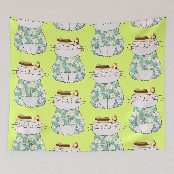 Item preview, Cute Cat in Hawaiian Shirt designed and sold by Glitteringworld.