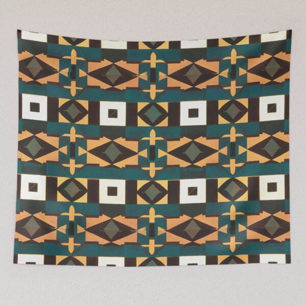 Item preview, Retro Tile Pattern, Dark Brown, Dark Green, White, Yellow and Orange designed and sold by RetroTile.