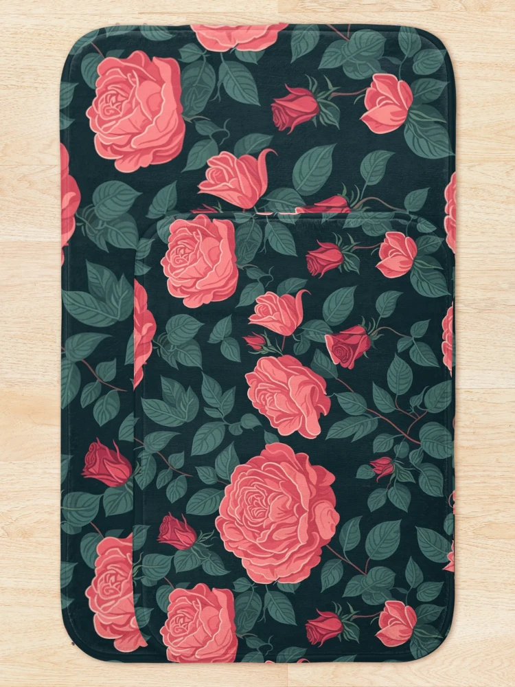 Thumbnail 5 of 6, Bath Mat, Beautiful Pink Roses designed and sold by SeamlesslyP.