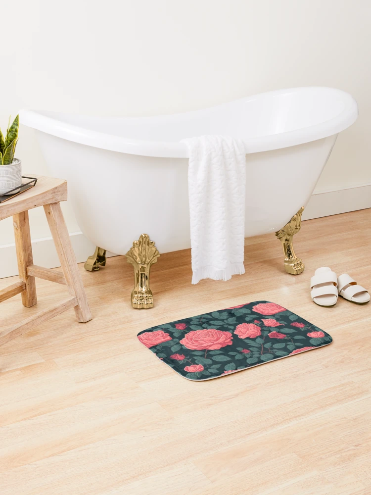 Thumbnail 2 of 6, Bath Mat, Beautiful Pink Roses designed and sold by SeamlesslyP.