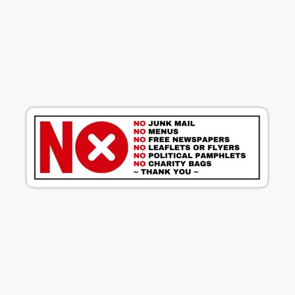 No Junk Mail Sticker