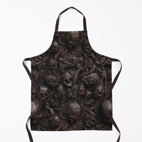 Item preview, "Dark Relics" - Macabre Wooden Carving Repeatable Tile with Skulls and Mysterious Symbols designed and sold by stateofhuman.