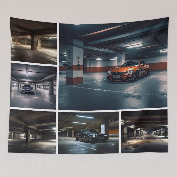 Item preview, Basement Car Park Collage - Liminal Digital AI Concept Art designed and sold by liminal-concept.
