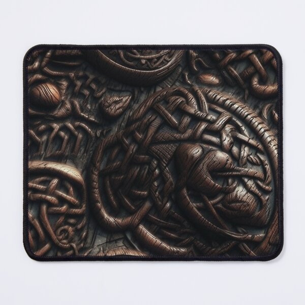 Item preview, "Mysterious Celtic Shield" - Intricate Wooden Carving of Celtic-Inspired Patterns in a Dark and Mysterious Style designed and sold by stateofhuman.