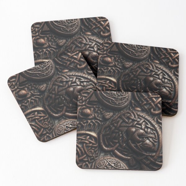 Item preview, "Mysterious Celtic Shield" - Intricate Wooden Carving of Celtic-Inspired Patterns in a Dark and Mysterious Style designed and sold by stateofhuman.