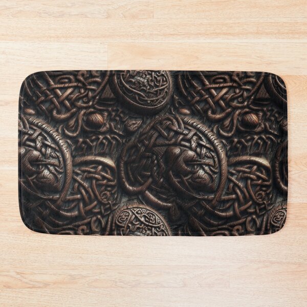 Item preview, "Mysterious Celtic Shield" - Intricate Wooden Carving of Celtic-Inspired Patterns in a Dark and Mysterious Style designed and sold by stateofhuman.