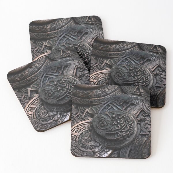 Item preview,  "Ancient Mayan Enigma" - Intricate Bronze and Wood Carving of Mayan-Inspired Designs designed and sold by stateofhuman.