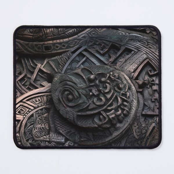 Item preview,  "Ancient Mayan Enigma" - Intricate Bronze and Wood Carving of Mayan-Inspired Designs designed and sold by stateofhuman.