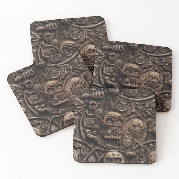 Item preview, Mystical Skulls and Mechanisms: Ancient Alien Wooden Carvings in High Resolution designed and sold by stateofhuman.