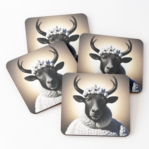 Item preview, Female Black Sheep wearing a floral crown designed and sold by SuzyTurner.