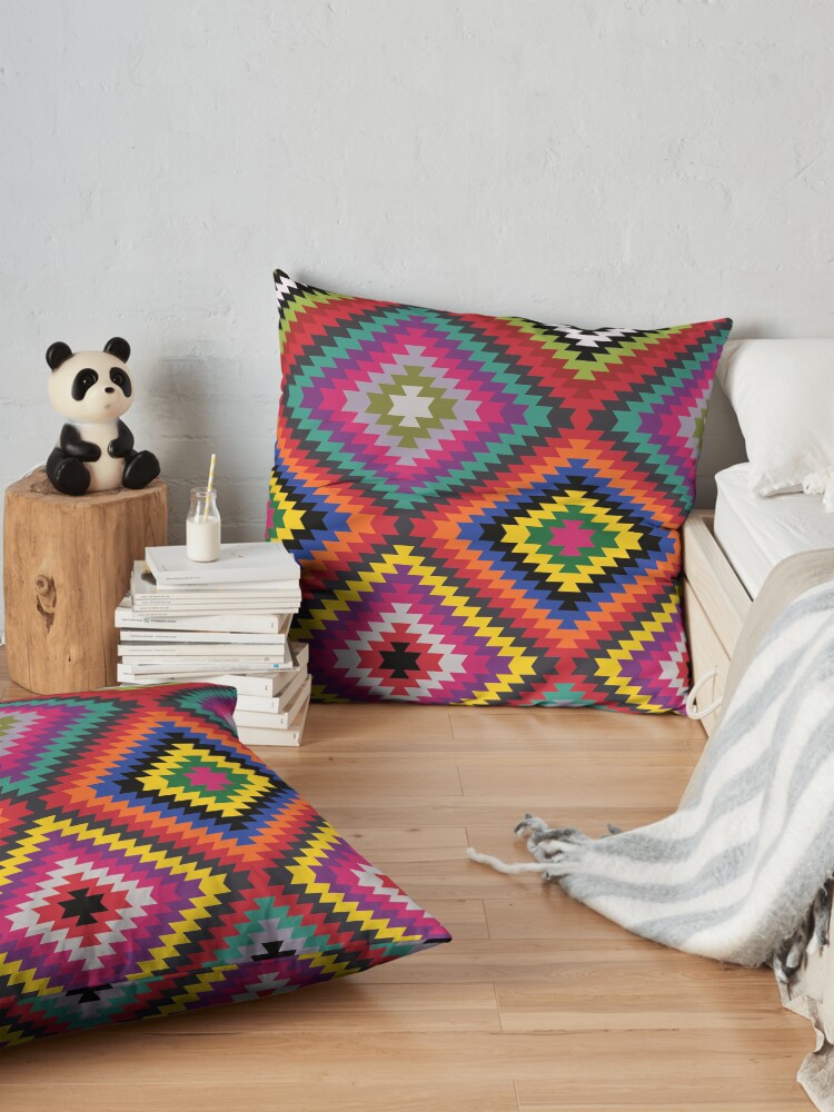 Alternate view of Modern Kilim - Bright Geometric pattern by Cecca Designs Floor Pillow