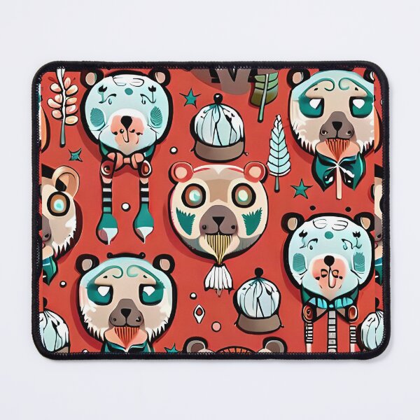 Item preview, A red background with a bunch of faces of panda bears designed and sold by Hillol Bora.
